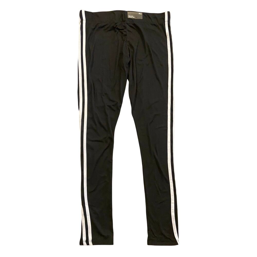 Womens Rue 21 Size Small Cotton Black Stripped Legging Pants Polyester Spandex
